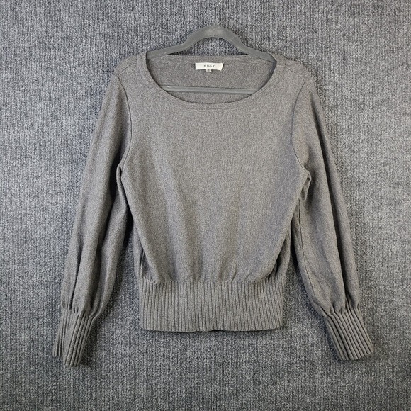 Milly Sweaters - Milly Sweater Womens M Gray Pullover Viscose Poly Round Neck Bishop